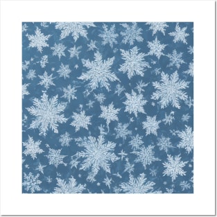 Intricate Calming and delicate Seasonal Winter Snowflakes Pattern Posters and Art